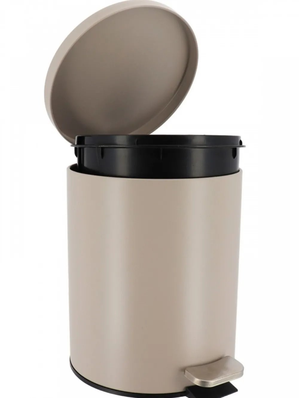 Okrągły kosz na śmieci 5L metalowy taupe z pedałem * TENDANCE Outlet