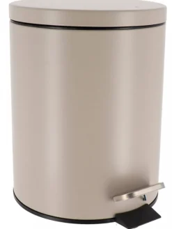 Okrągły kosz na śmieci 5L metalowy taupe z pedałem * TENDANCE Outlet