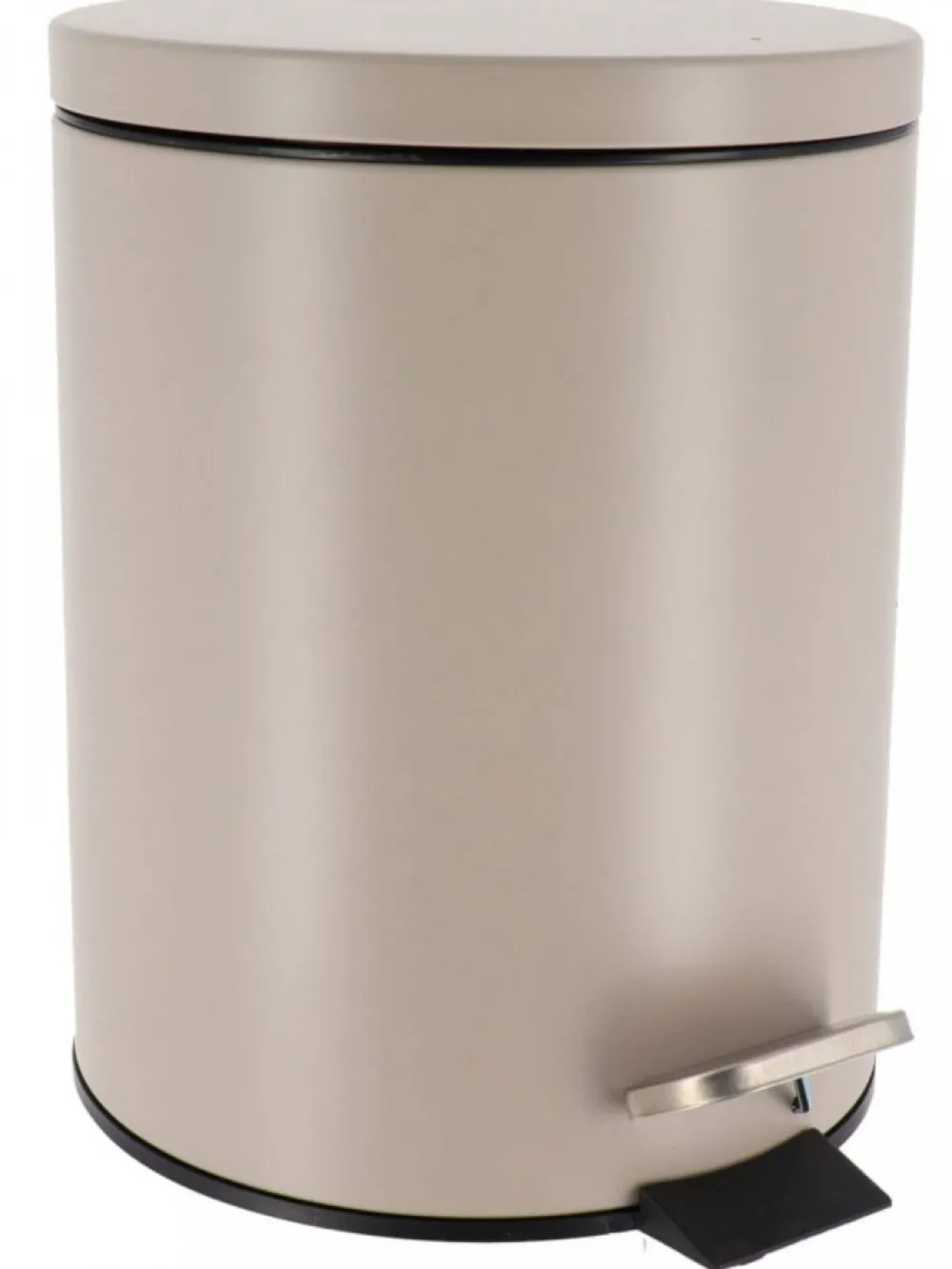 Okrągły kosz na śmieci 5L metalowy taupe z pedałem * TENDANCE Outlet