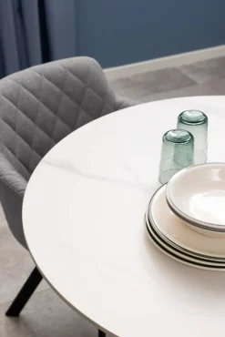 Okrągły stół ceramiczny blat 90 cm Malta biały * Actona Outlet