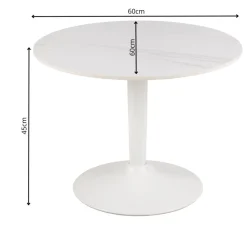 Okrągły stół ceramiczny blat 60 cm Malta biały * Actona Hot