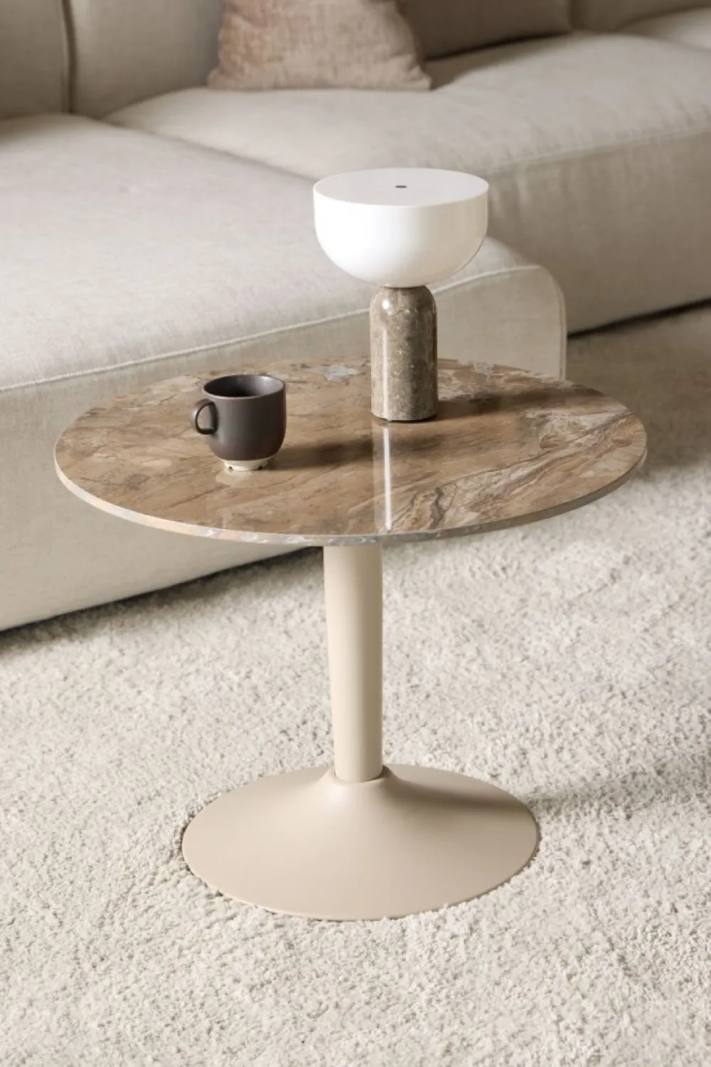Okrągły stół ceramiczny blat 60 cm Malta brąz * Actona Discount