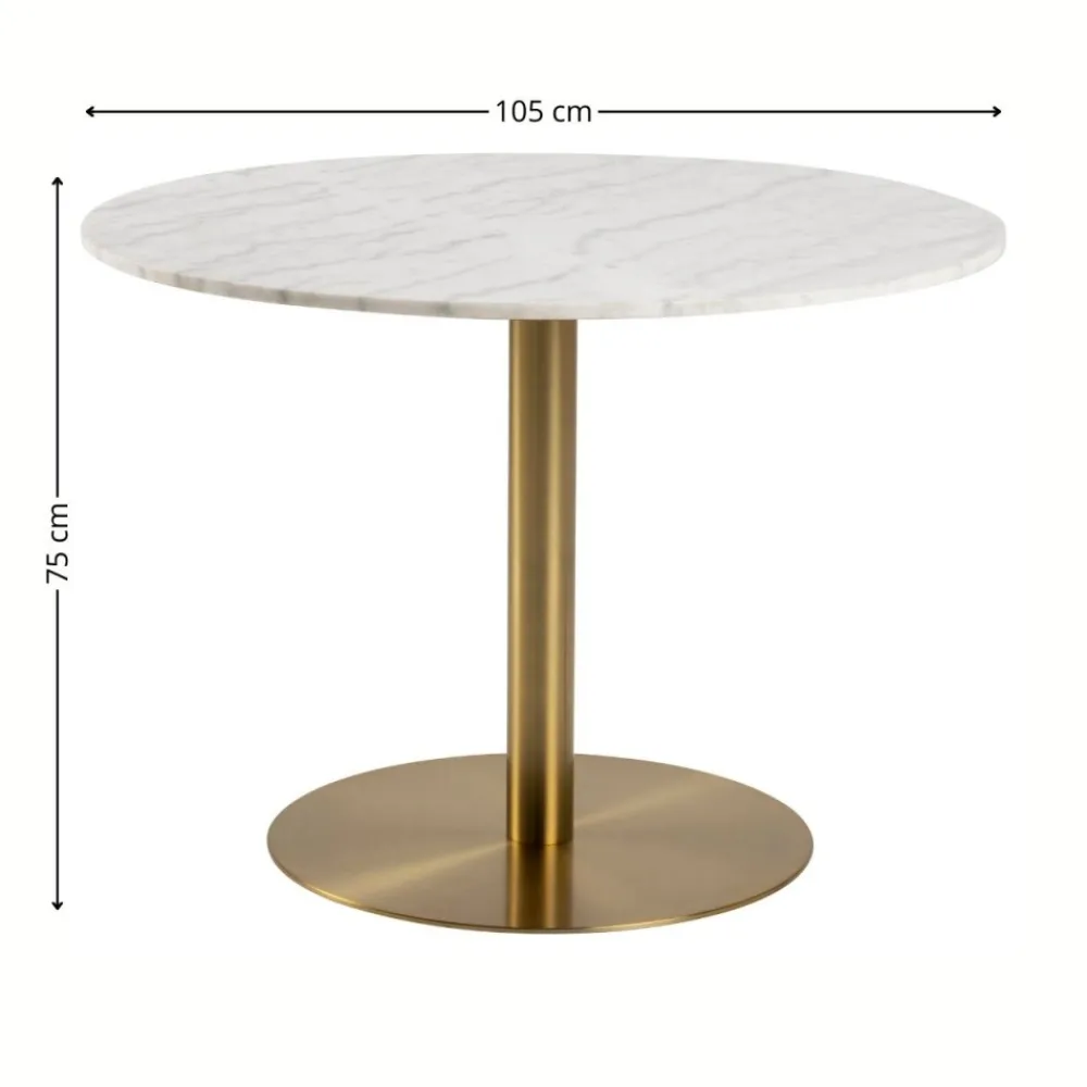 Okrągły stół do jadalni Corby biały marmur 105 cm * Actona Online