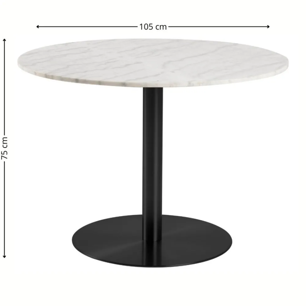 Okrągy stół z białego marmuru Corby 105 cm * Actona New