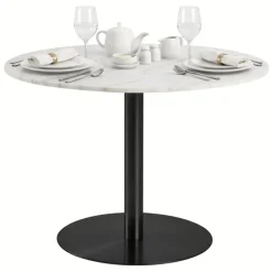 Okrągy stół z białego marmuru Corby 105 cm * Actona New