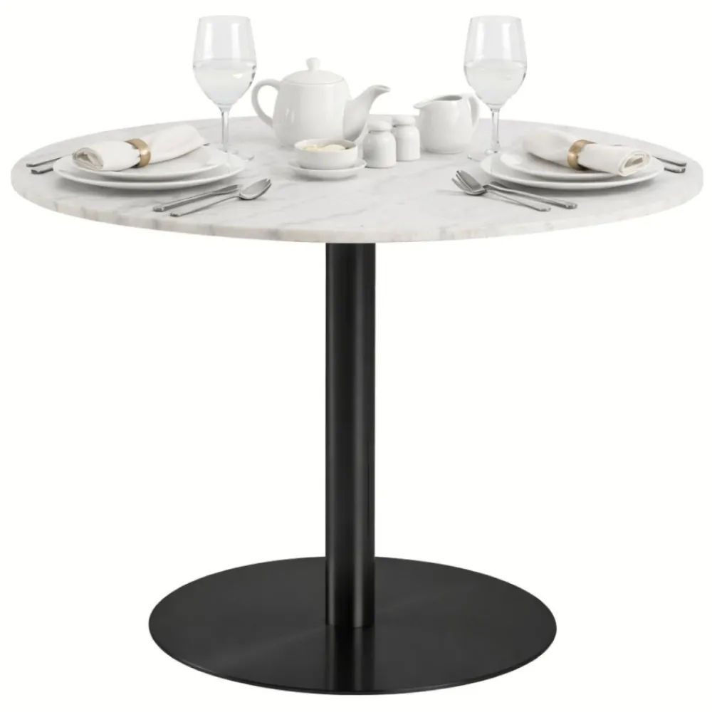 Okrągy stół z białego marmuru Corby 105 cm * Actona New