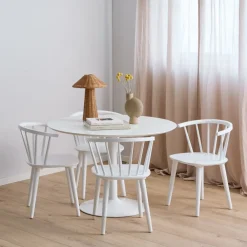 Okrągły stół z 4 krzesłami biały Ibiza * Actona Discount