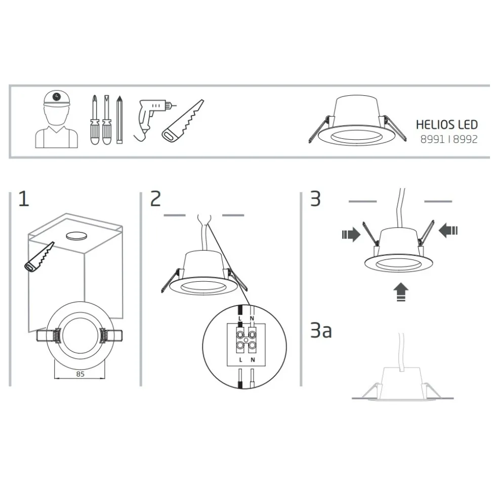 Oprawa Podtynkowa HELIOS Biały 5W LED 4000K IP44/20