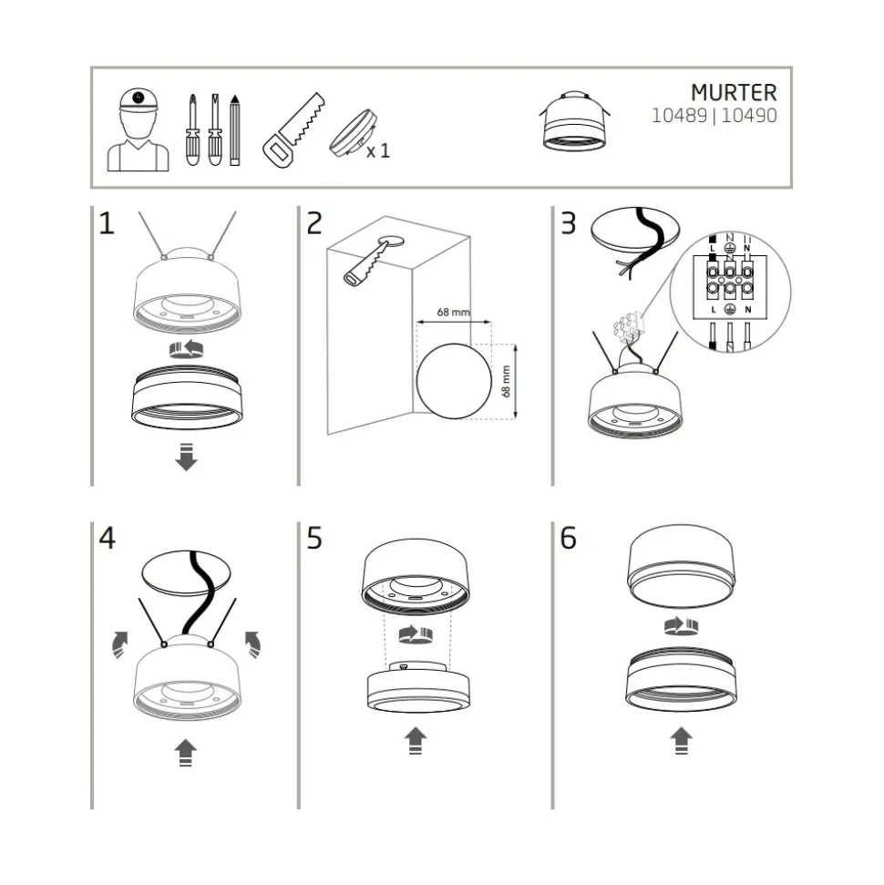 Oprawa Podtynkowa MURTER Biały 1xGX53