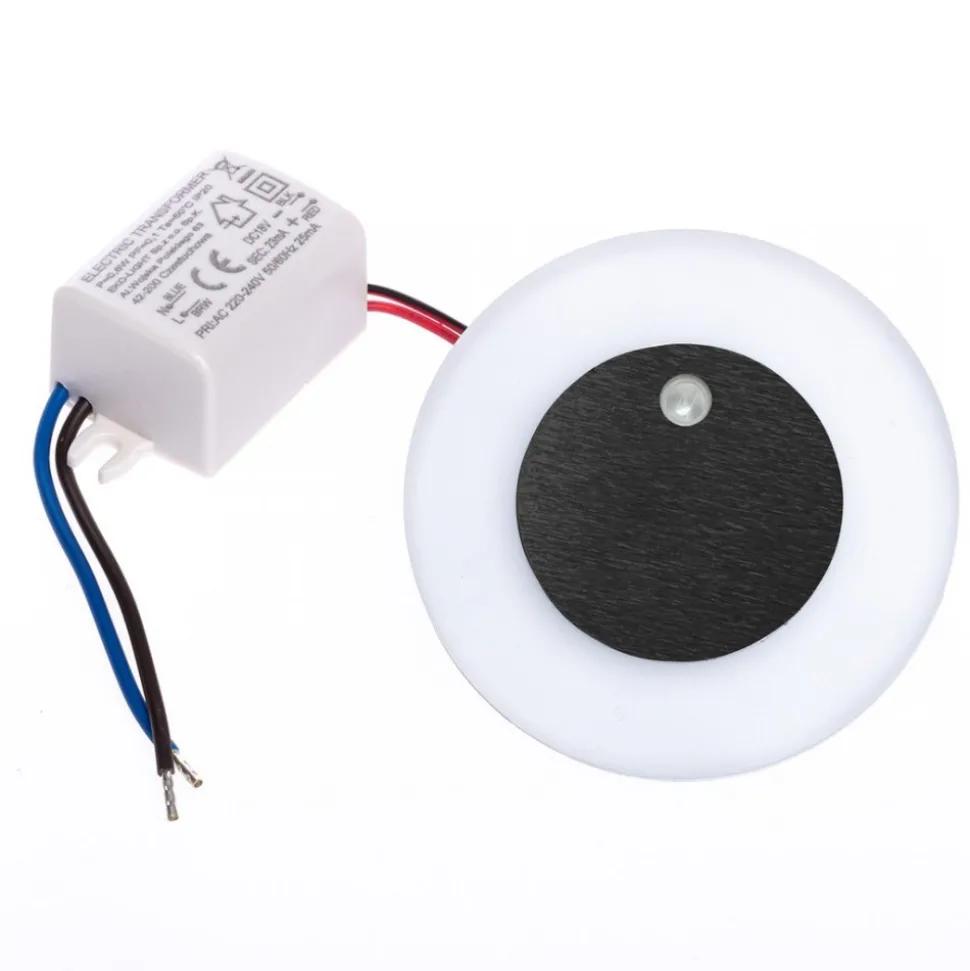 Oprawa Podtynkowa Schodowa OTI Czarny Barwa Neutralna 0,6W LED 7cm Czujnik Ruchu