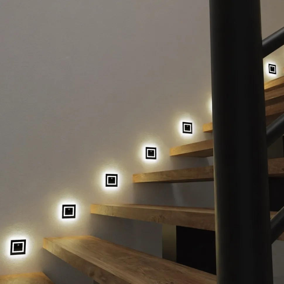 Oprawa Schodowa Podtynkowa EVRA Czujnik Ruchu Czarny 0,6W LED Barwa Neutralna