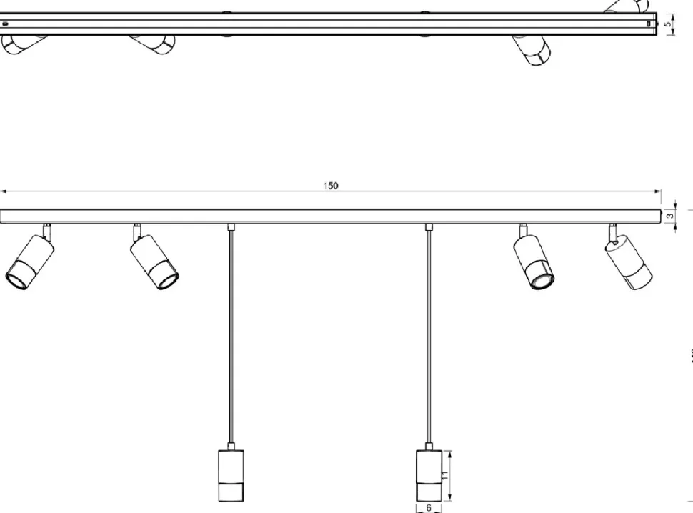 Oprawa Sufitowa Regulowana Spot LINK Beżowy 6xGU10 150cm