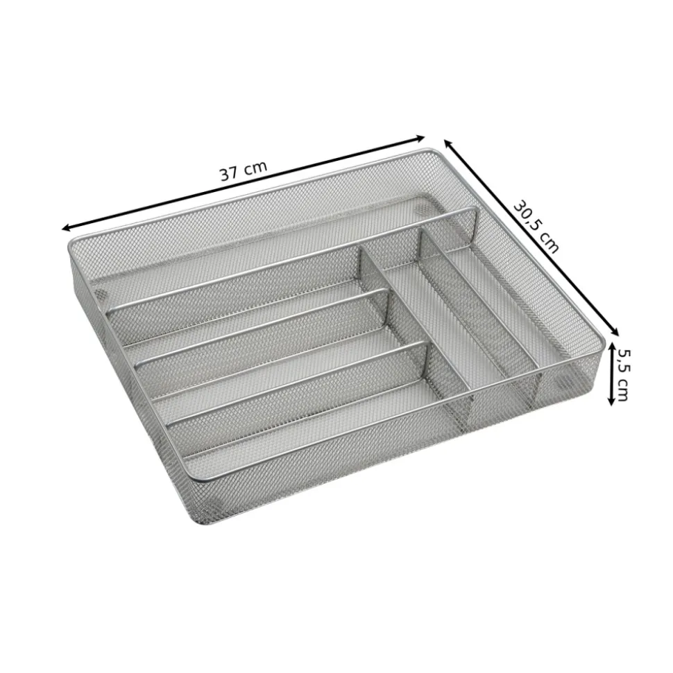 Organizer na sztućce metalowy 6 przegródek 37 x 30,5 cm