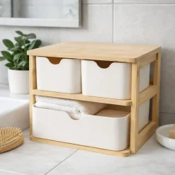 Organizer z 3 szufladami w bambusowej ramie