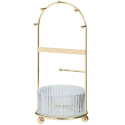 Organizer na biżuterię ze szklanym pojemnikiem złoty h25 cm * H&S Decoration Discount