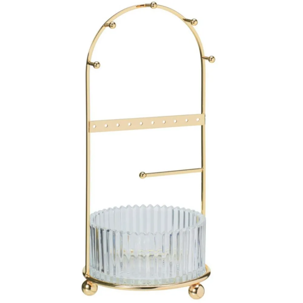 Organizer na biżuterię ze szklanym pojemnikiem złoty h25 cm * H&S Decoration Discount