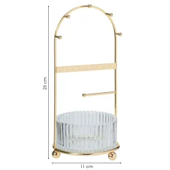 Organizer na biżuterię ze szklanym pojemnikiem złoty h25 cm * H&S Decoration Discount