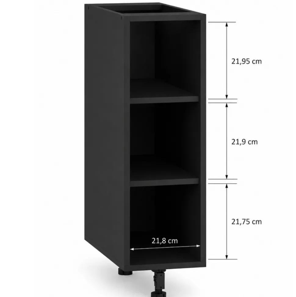 Otwarta szafka z 3 półkami VENTO D-25/82 czarna