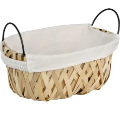 Owalny koszyk na pieczywo i owoce wiklinowy z wkładką materiałową 25x17x15 cm * Kesper Clearance