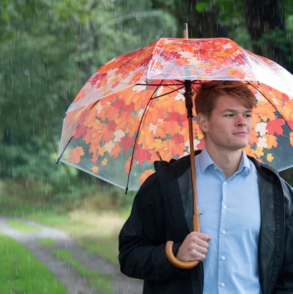 Parasol transparentny jesienne liście
