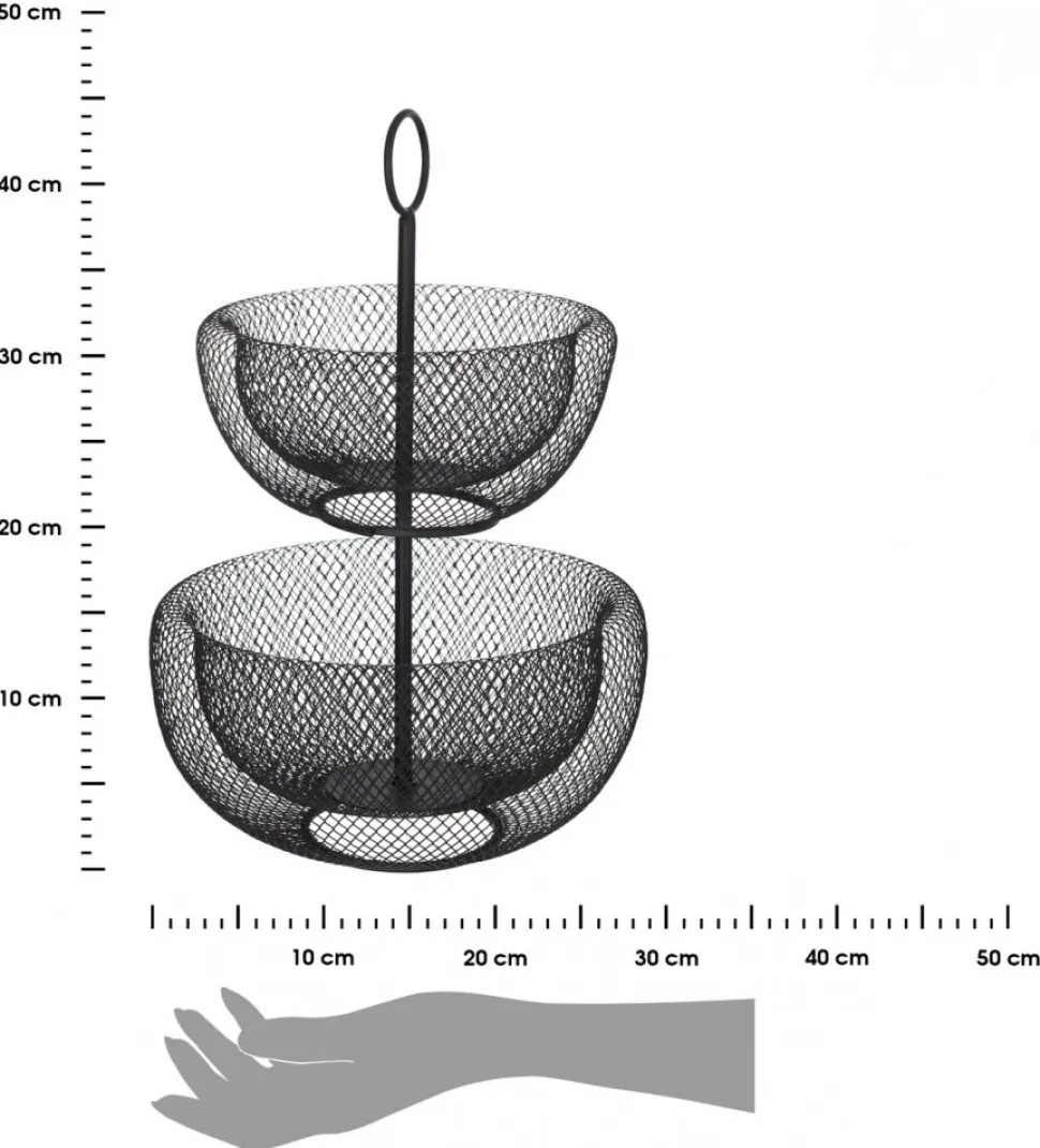 Patera dwupoziomowa na owoce Black Mesh