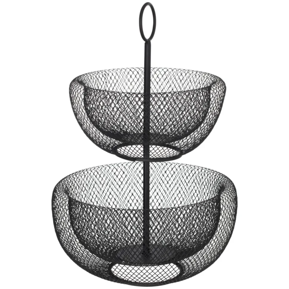 Patera dwupoziomowa na owoce Black Mesh