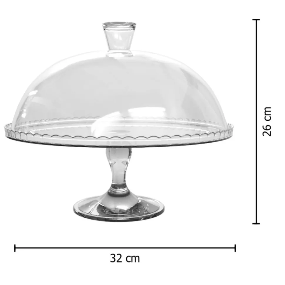 Patera szklana Lara z kloszem 32 cm