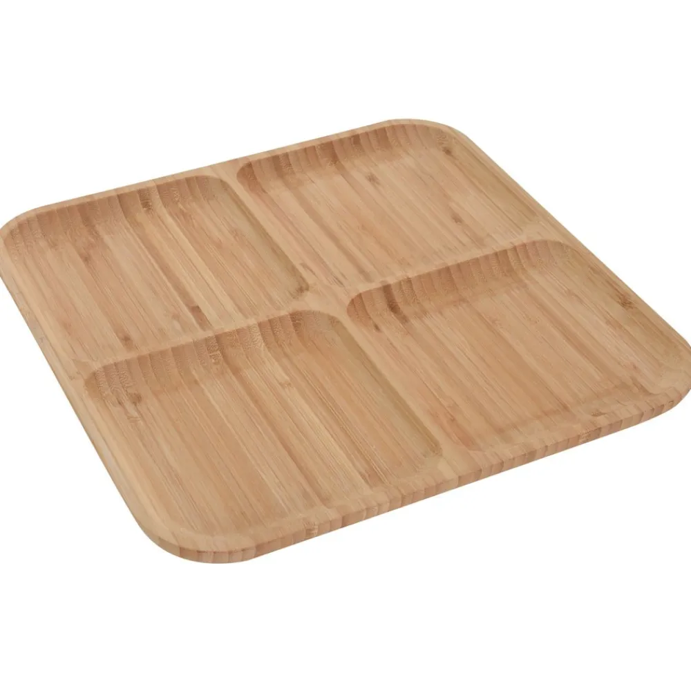 Patera bambusowa dzielona na przekąski 30x30 cm * Excellent Houseware Sale