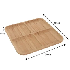 Patera bambusowa dzielona na przekąski 30x30 cm * Excellent Houseware Sale