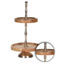 Patera na ciasto 2 poziomy drewno mango * H&S Decoration Outlet