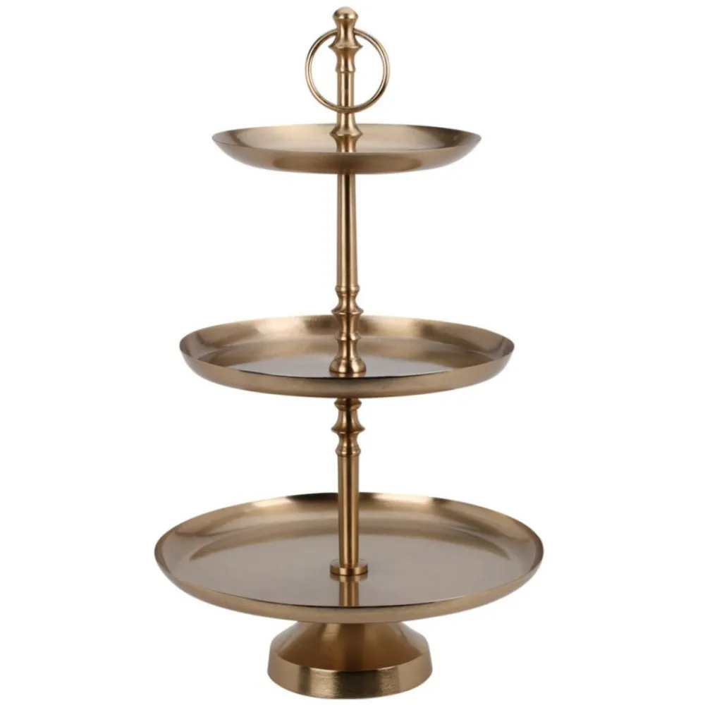 Patera trzypoziomowa złota h50 cm * H&S Decoration Sale