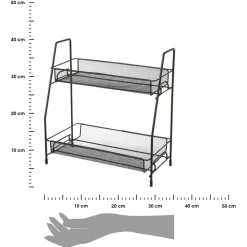 Półka metalowa czarna 2- poziomowa 33 cm