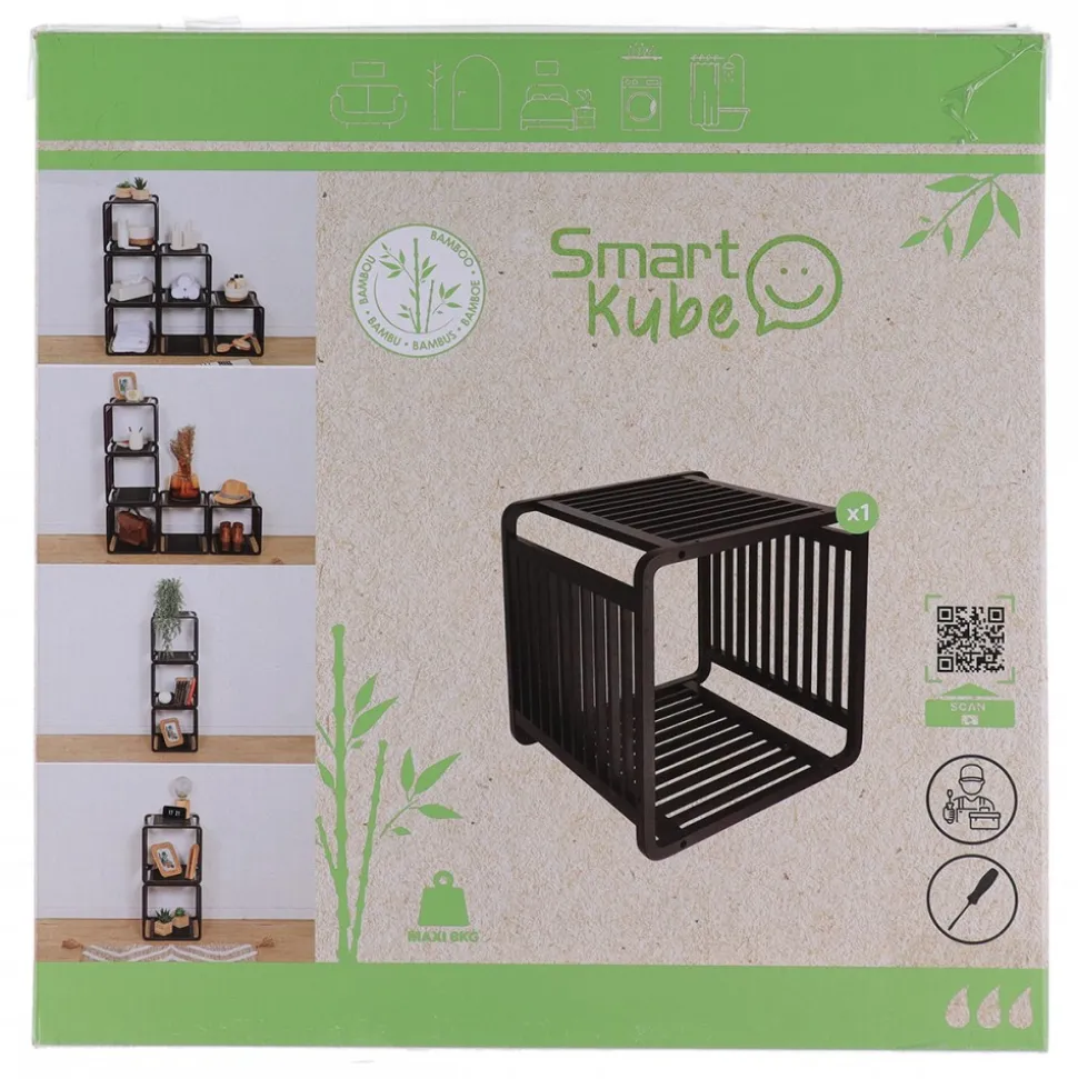 Półka modułowa Cube black bambusowa