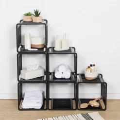 Półka modułowa Cube black bambusowa