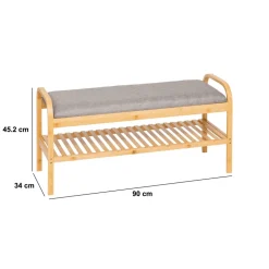Półka na buty z pufą bambusowa Cosy beż