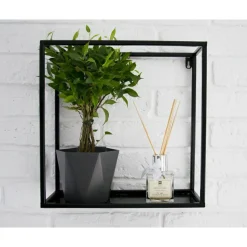 Półka wisząca ścienna metal czarna 35 cm LOFT