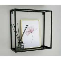 Półka wisząca ścienna metal czarna 40 cm LOFT