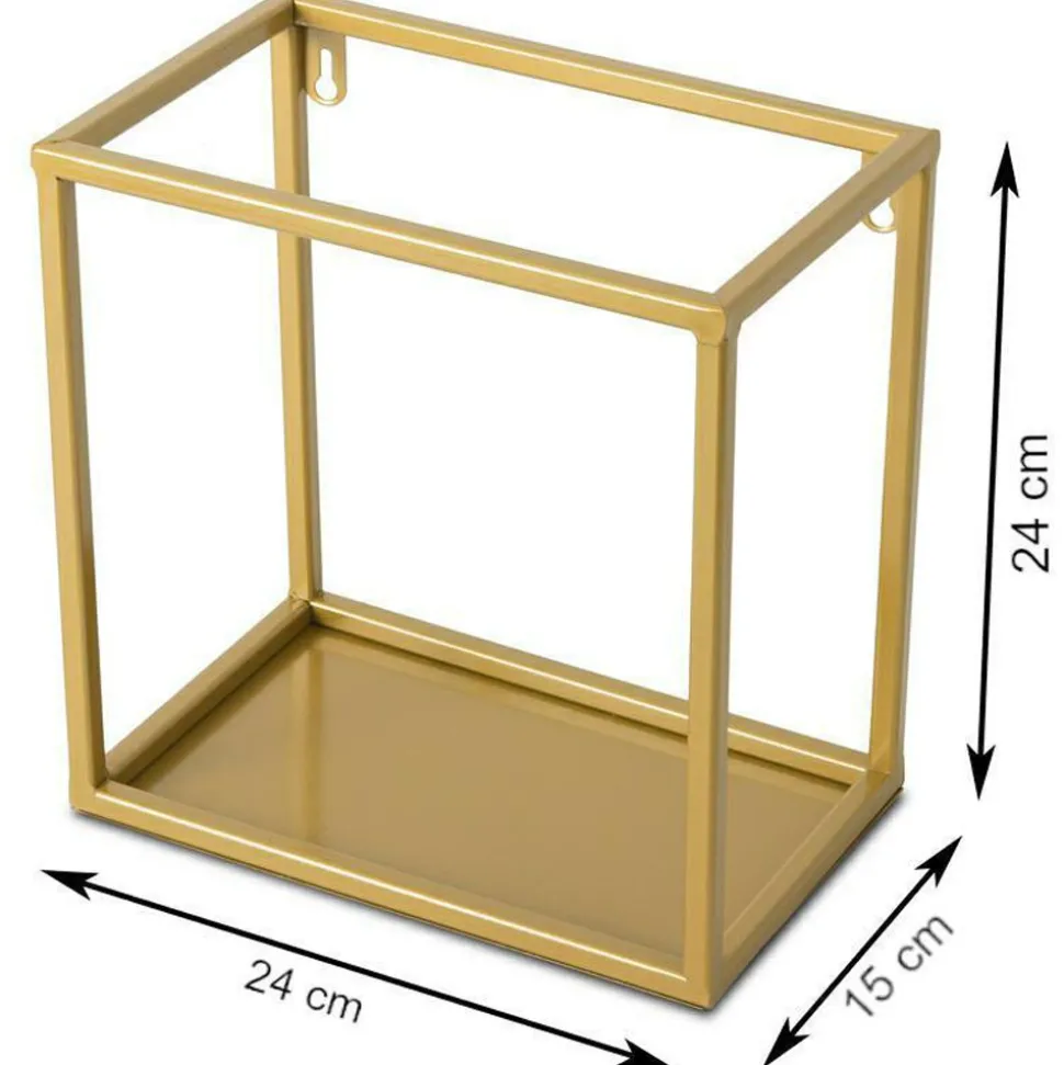Półka wisząca ścienna metal złota 24 cm GLAM