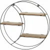 Półka ścienna metalowa z MDF czarna okrągła 44 cm * HowHomely Sale
