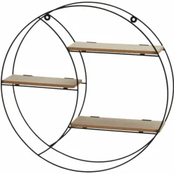Półka ścienna metalowa z MDF czarna okrągła 44 cm * HowHomely Sale