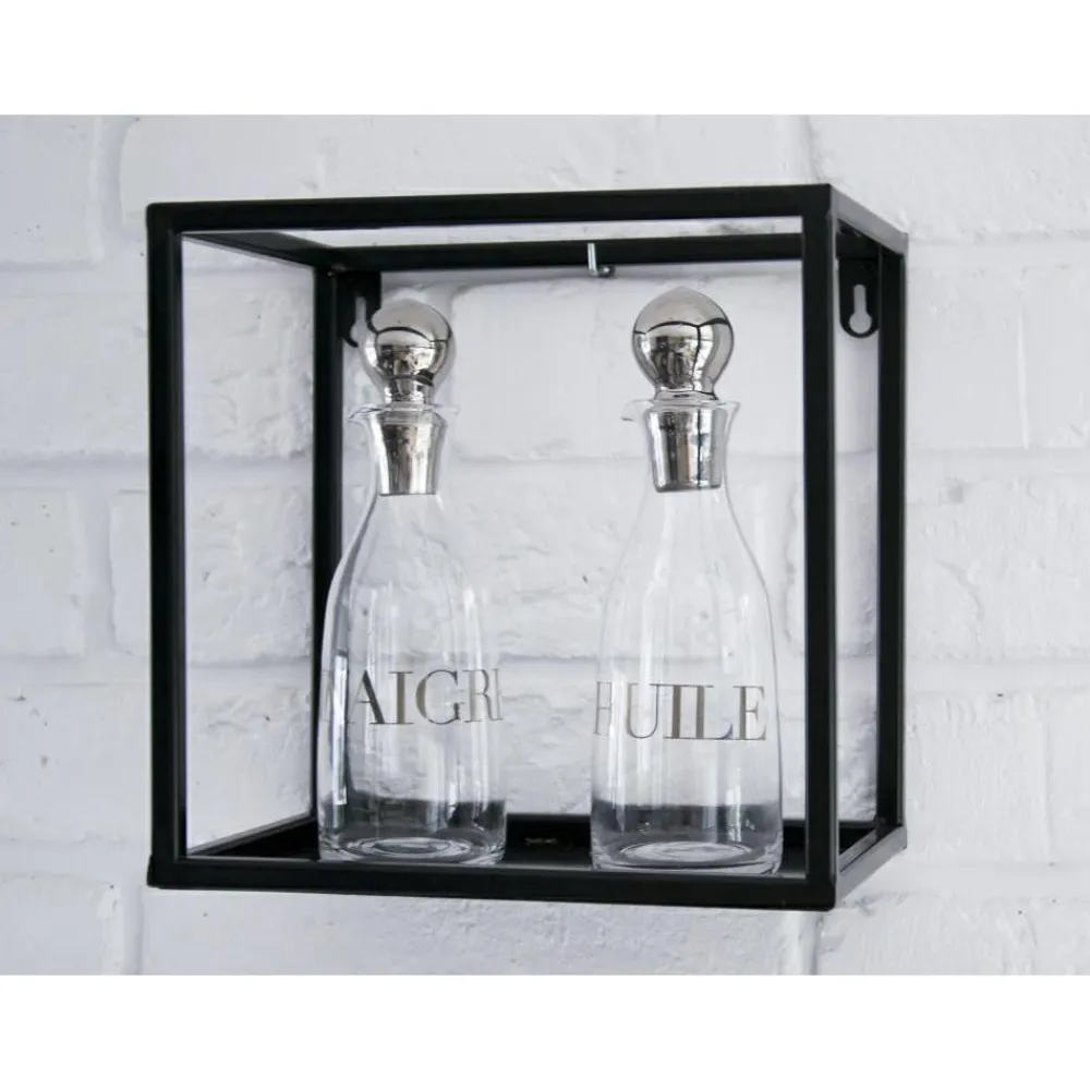 Półka wisząca ścienna metal czarna 24 cm LOFT * HowHomely Hot