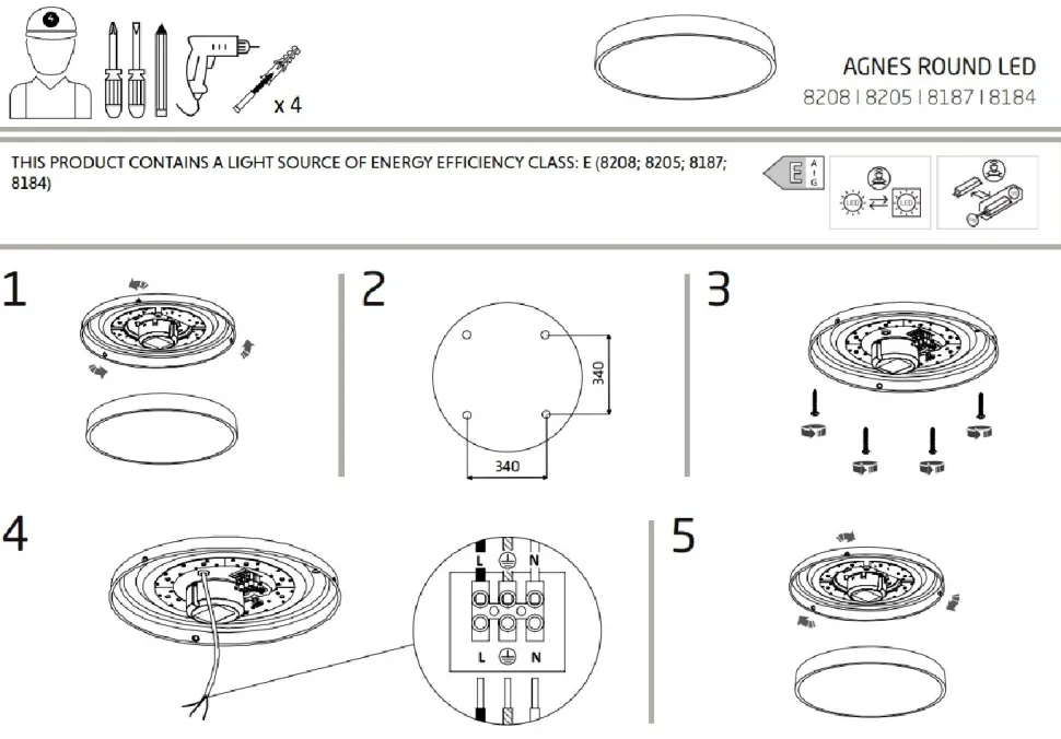 Plafon Łazienkowy AGNES ROUND Czarny 32W LED 4000K IP44 49cm