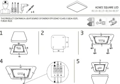 Plafon Łazienkowy AGNES SQUARE Biały 32W LED 3000K IP44 43,5cm
