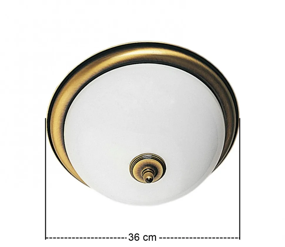 Plafon Sufitowy JUPITER Patyna Biały Szklany Klosz 2xE14 36 cm