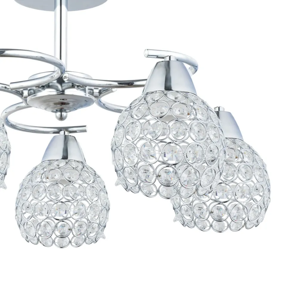 Plafon sufitowy kryształki chrom Crystal I 5xE27