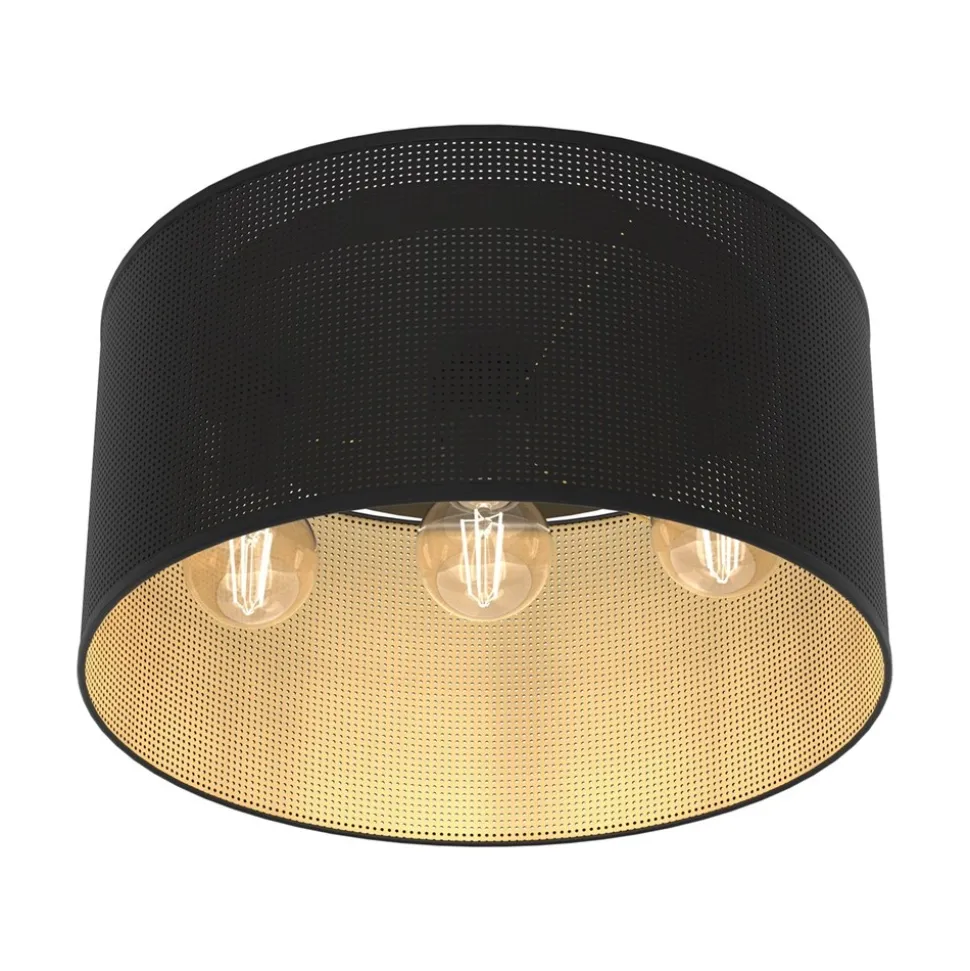 Plafon Sufitowy LOFT SHADE Czarny Złoty Klosz z Tworzywa 3xE27 40cm
