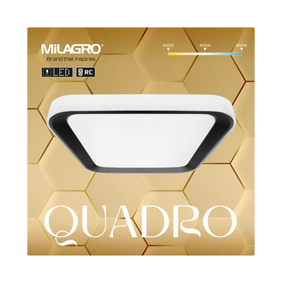 Plafon Sufitowy QUADRO Biały Czarny 66W LED 50cm