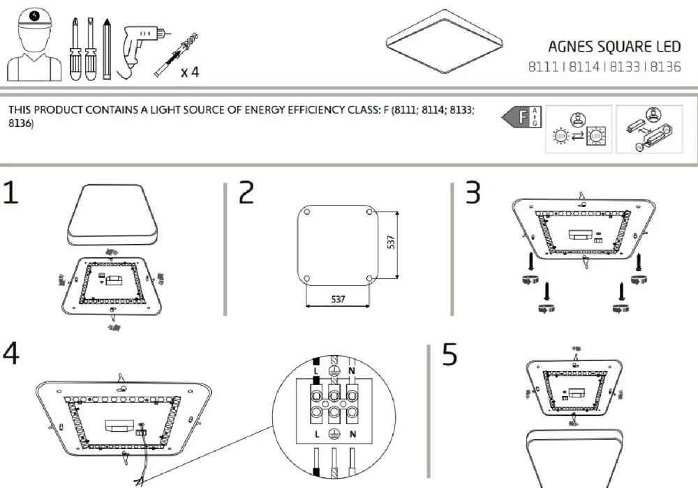 Plafon Łazienkowy AGNES SQUARE Biały 64W LED 4000K IP44 63,5cm * Nowodvorski Hot