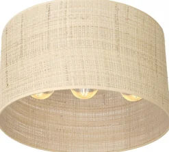 Plafon Sufitowy RATTAN Czarny Beżowy Abażur 3xE27 * Luminex Hot