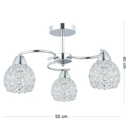 Plafon sufitowy z kryształowymi kloszami Crystal I 3xE27 * HowHomely Discount